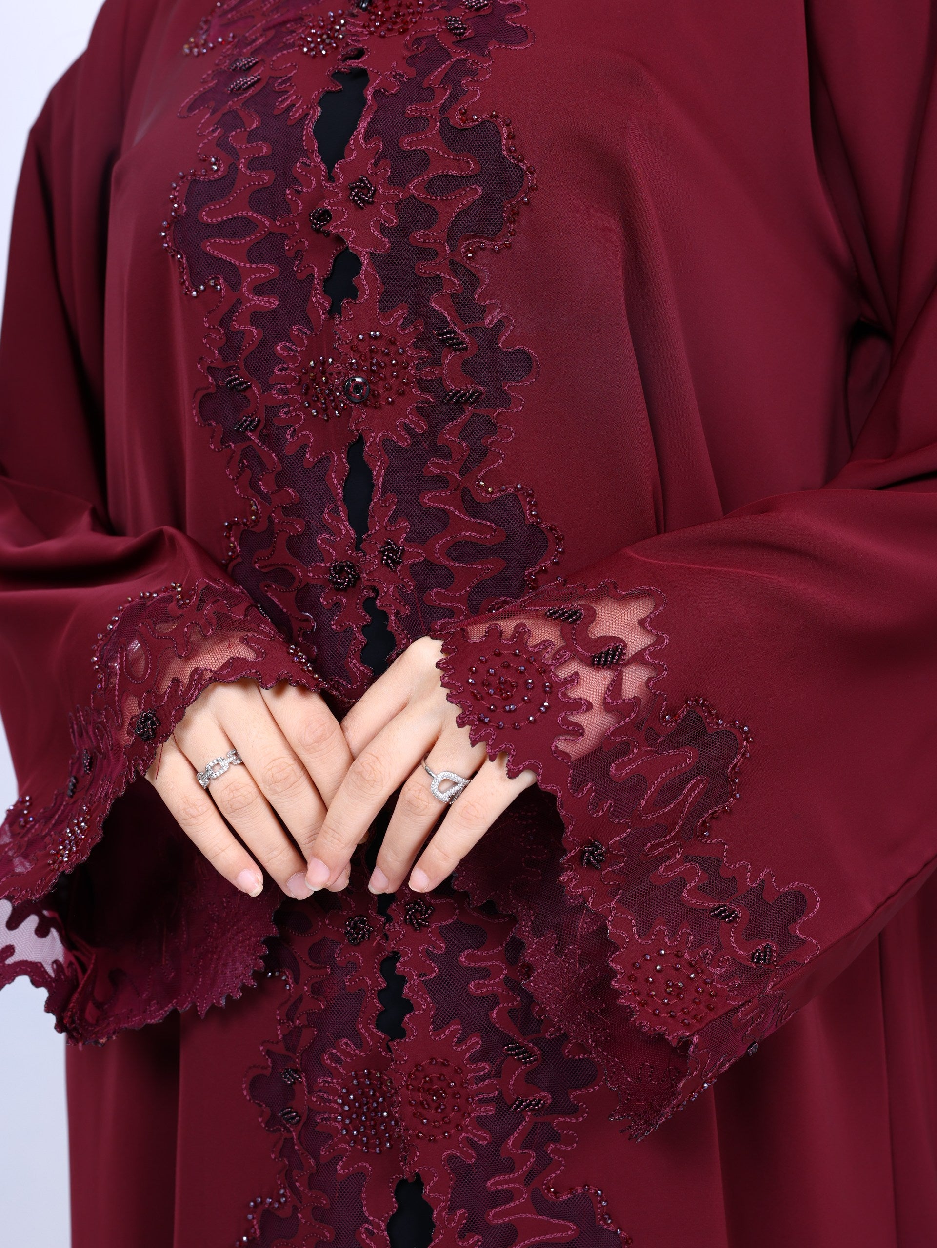 Laser cut work Beaded Abaya