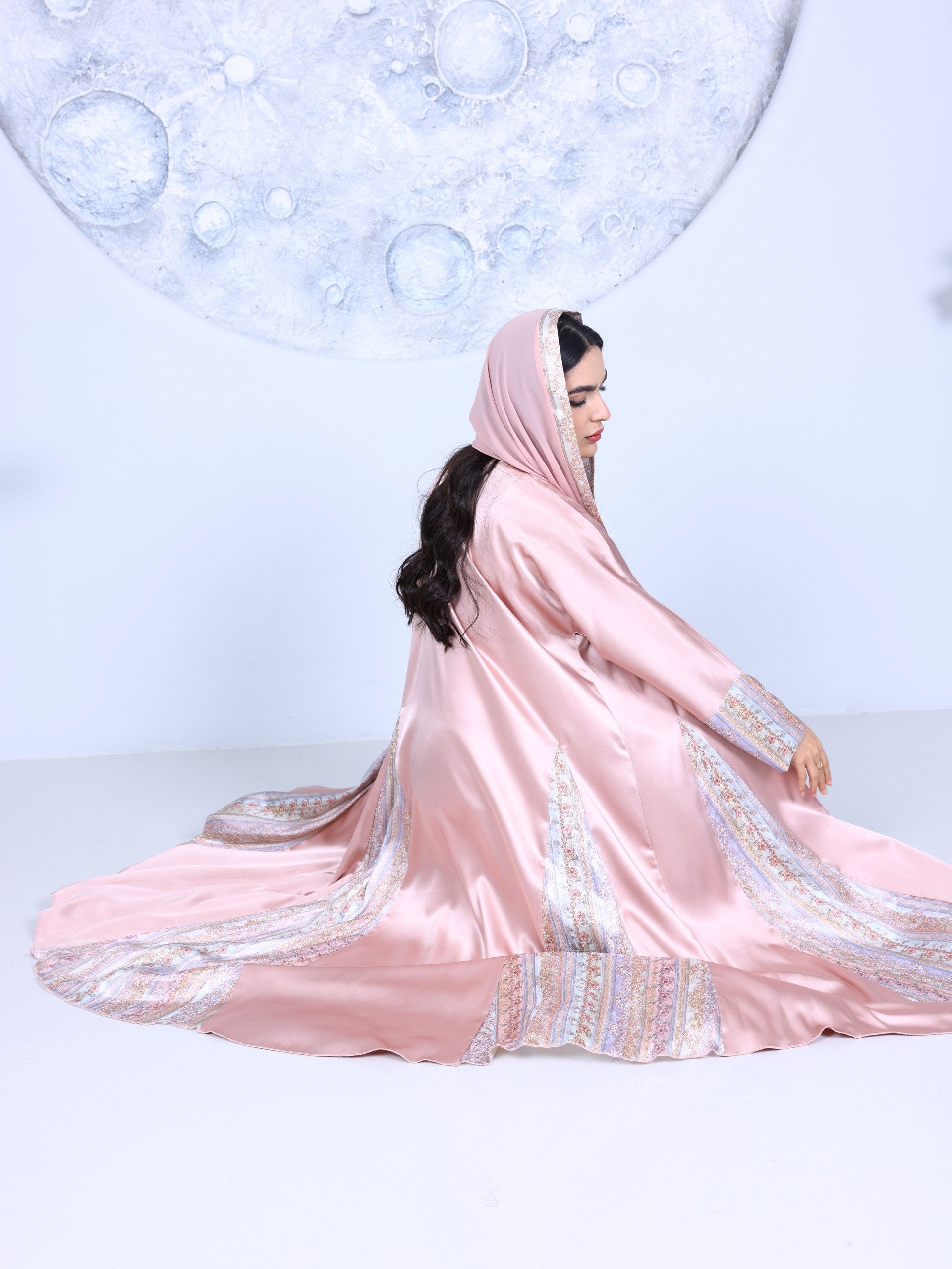 Blush Pink Satin Abaya