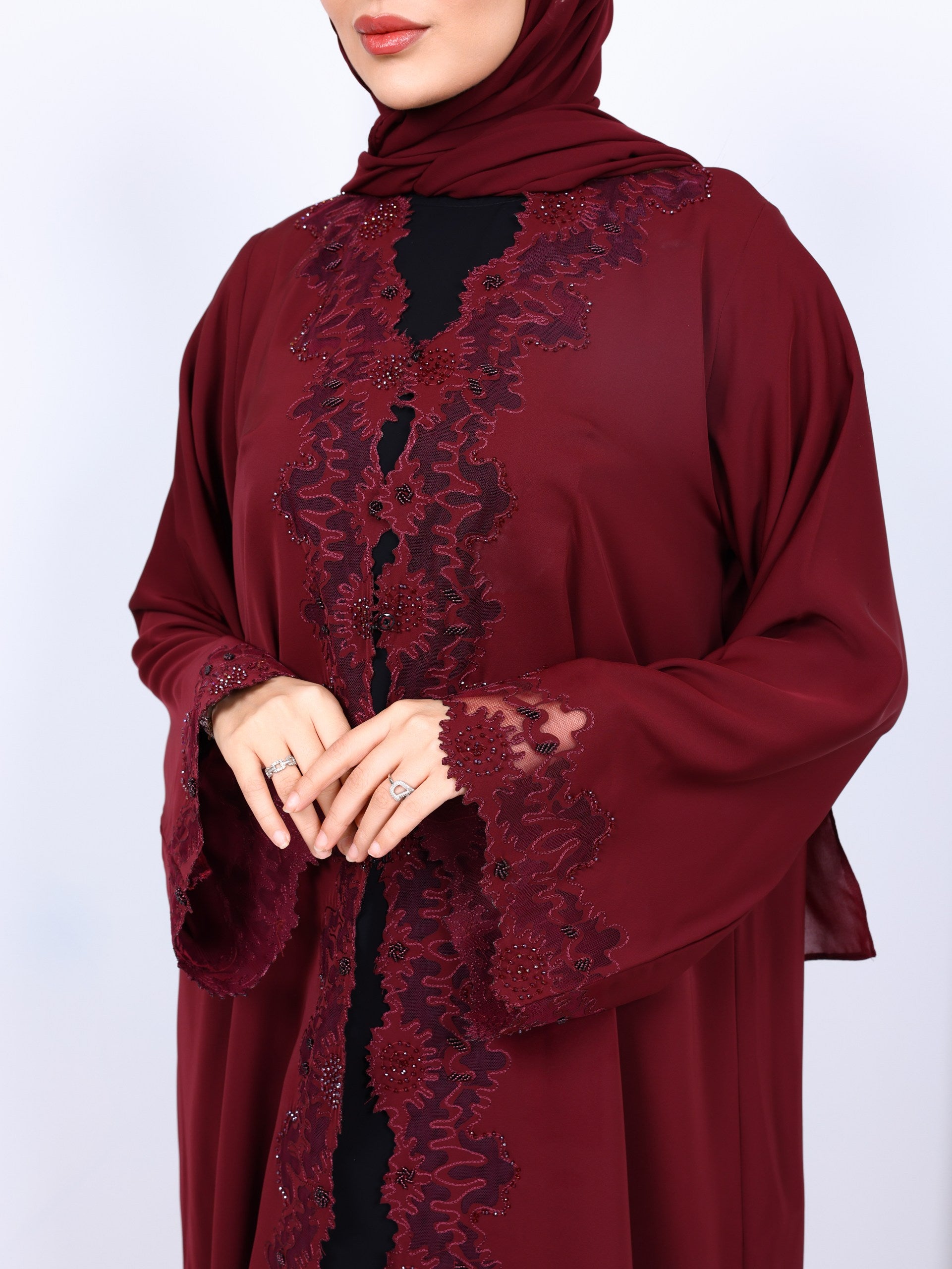 Laser cut work Beaded Abaya