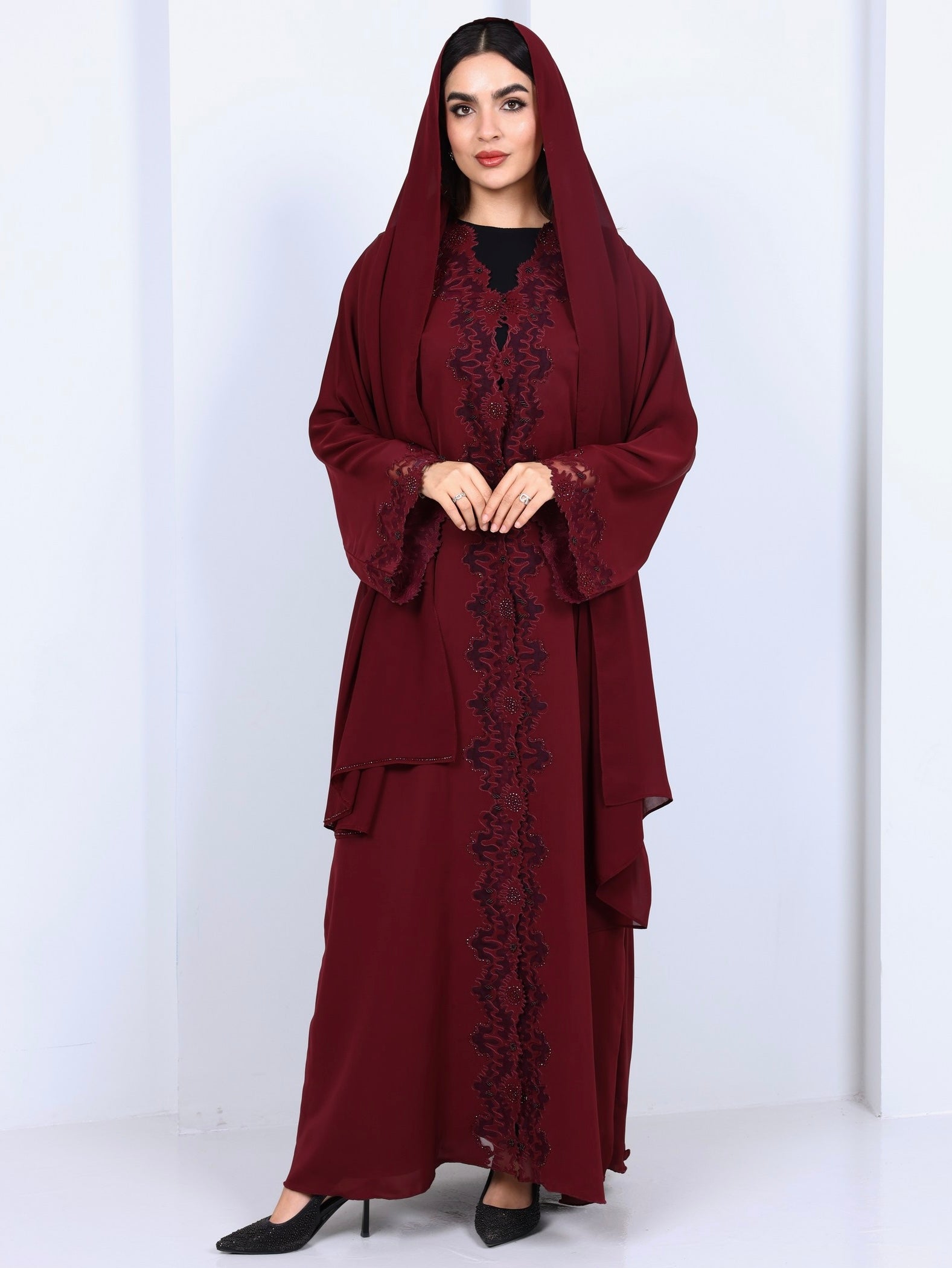 Laser cut work Beaded Abaya