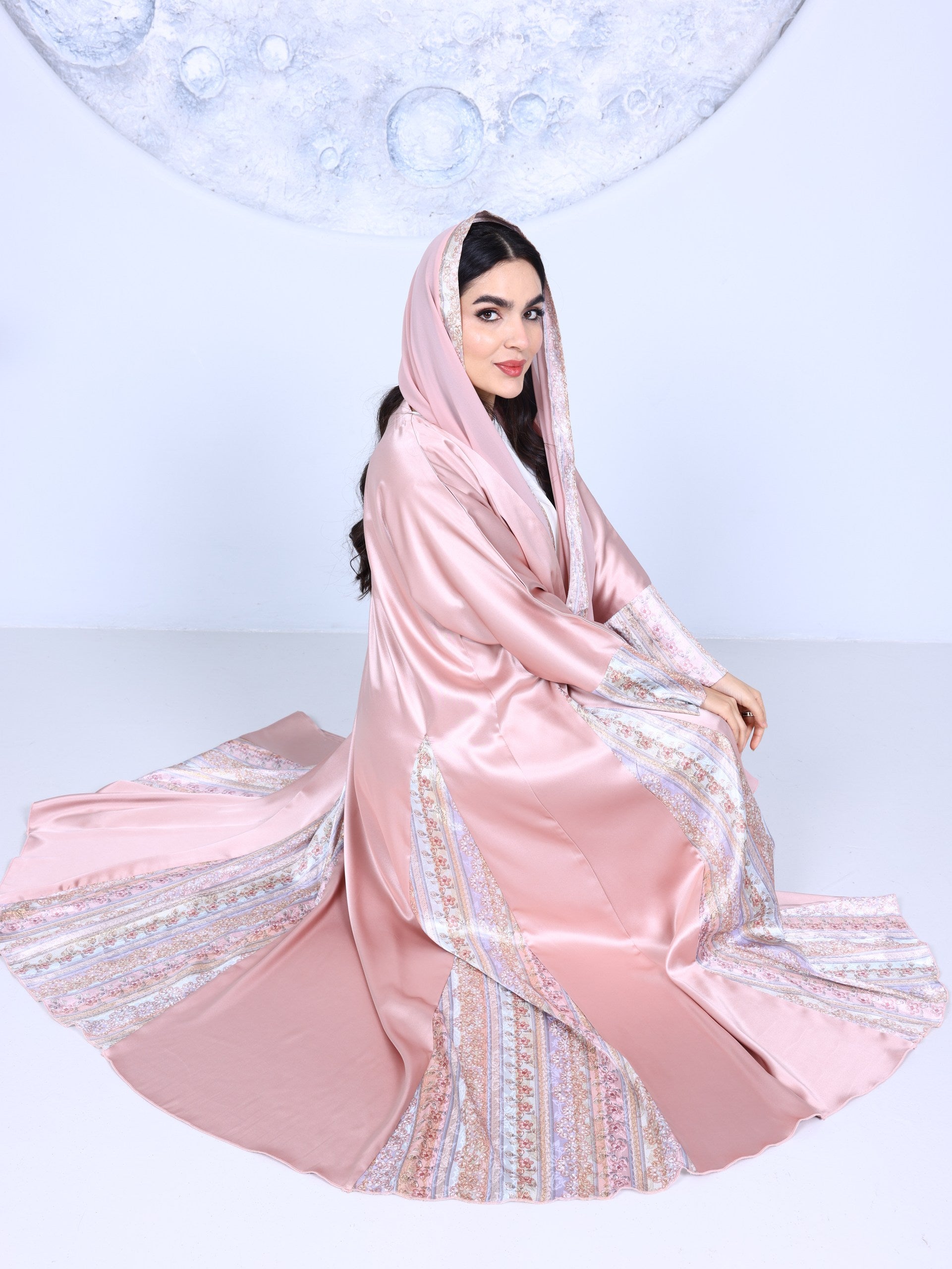 Blush Pink Satin Abaya