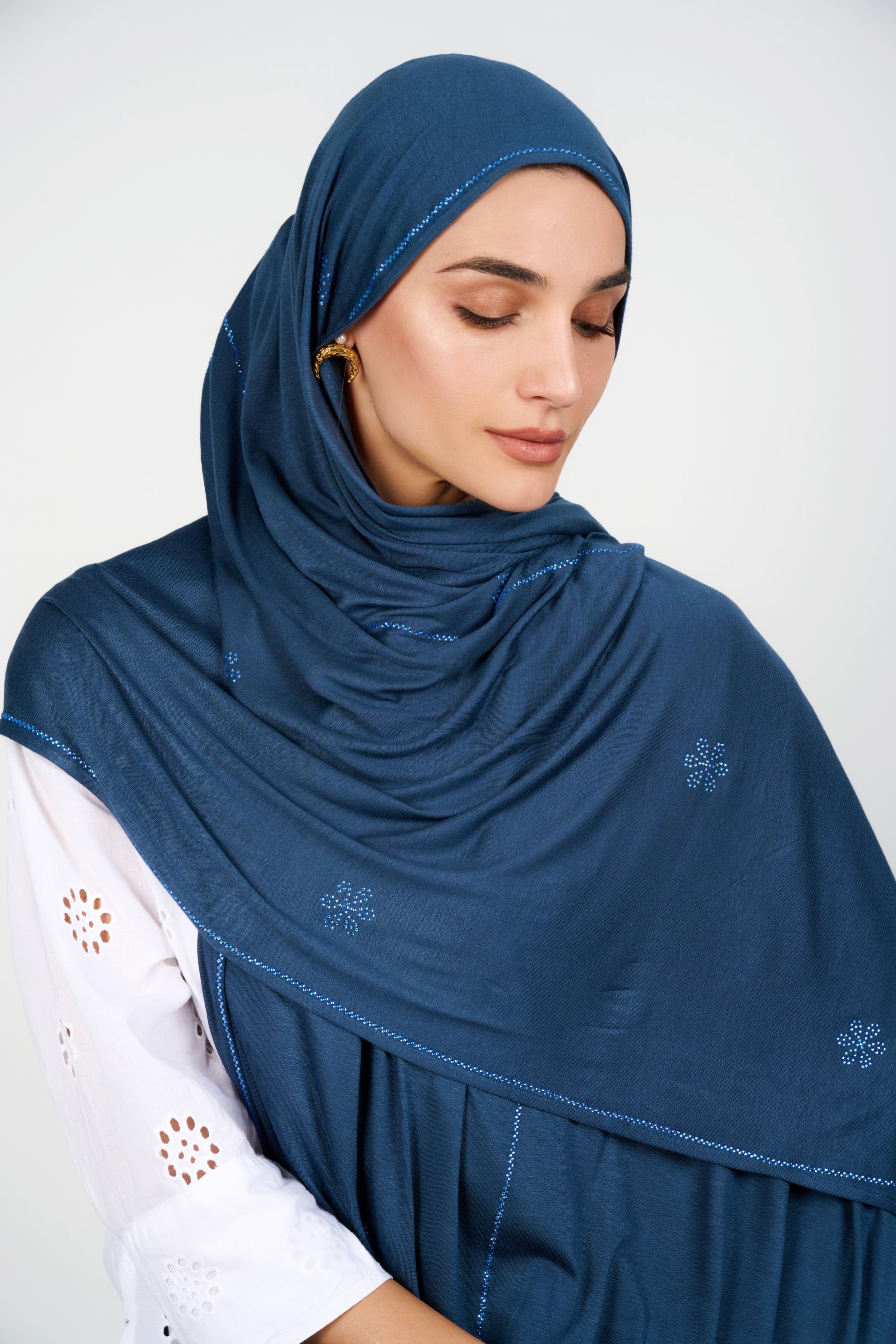 Jersey Gem Hijab -DENIM BLUE