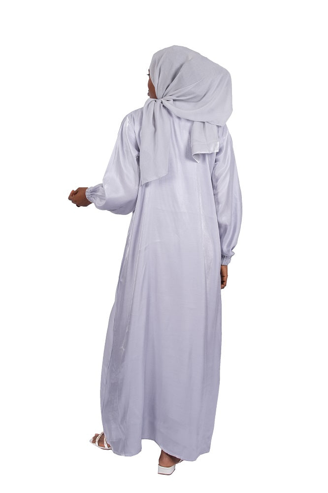 Organza Four Piece Abaya - SILVER