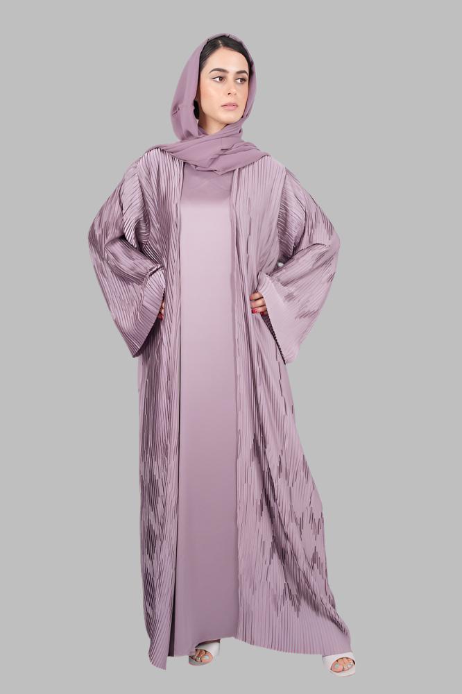 Silk Pleated Abaya Set