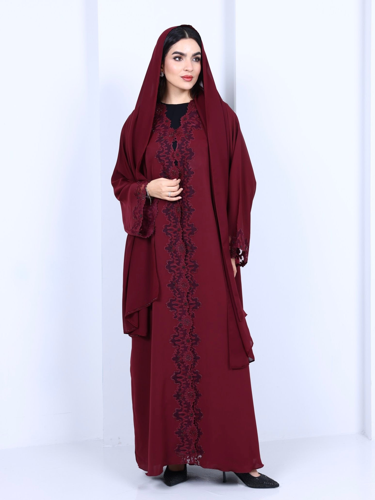 Laser cut work Beaded Abaya