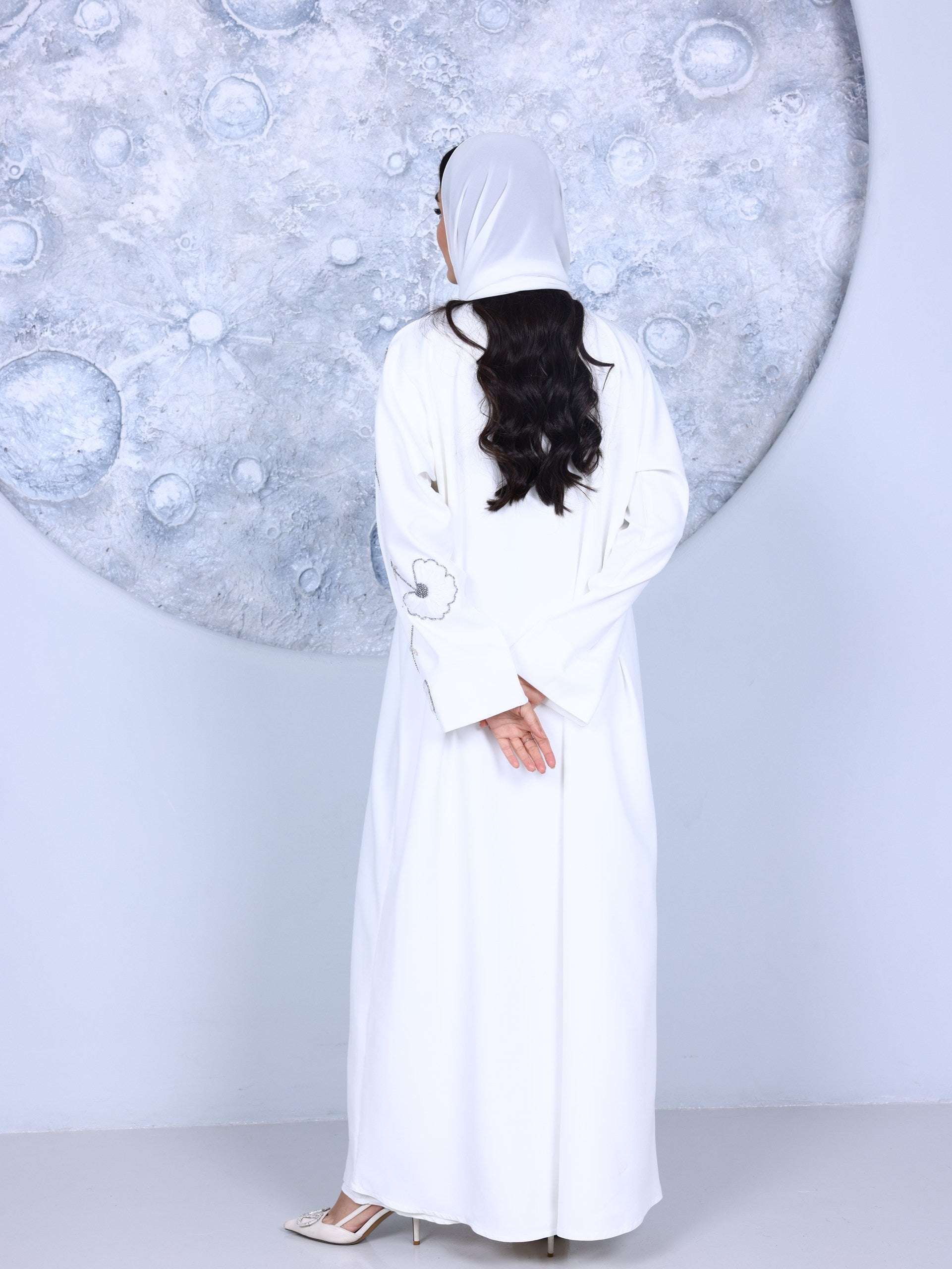 White Bloom Embroidered Abaya