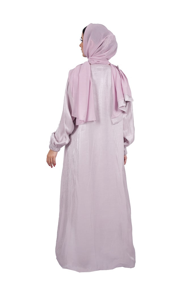 Organza Four Piece Abaya Set - LILAC