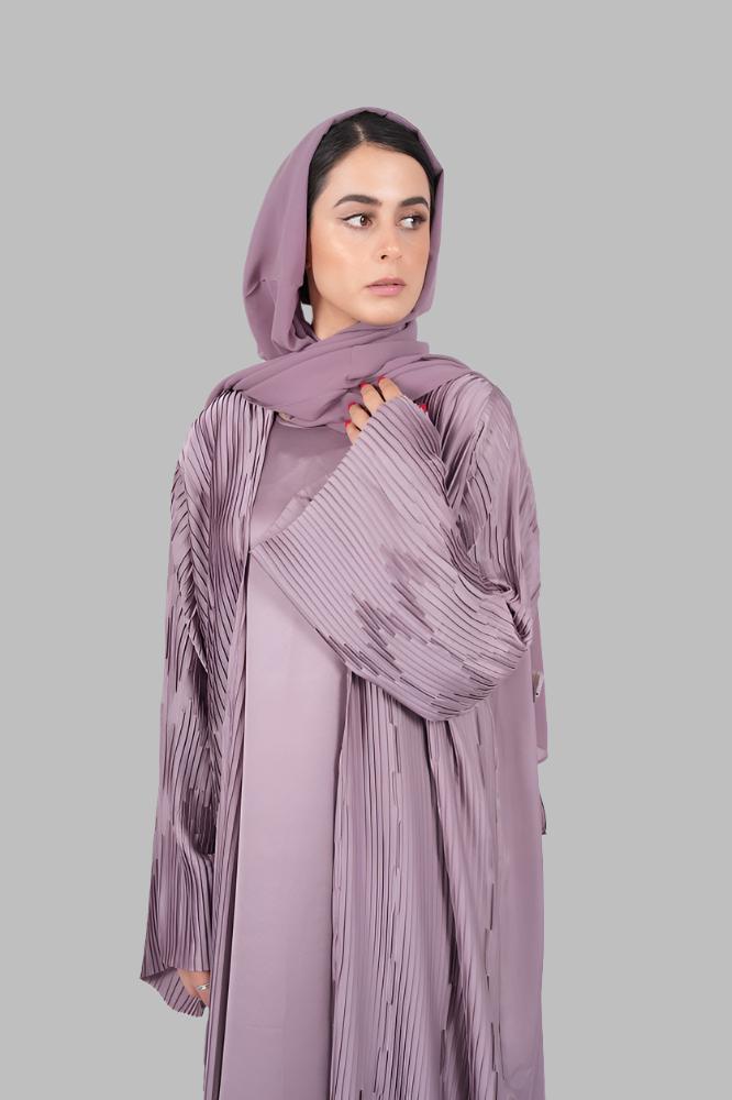 Silk Pleated Abaya Set